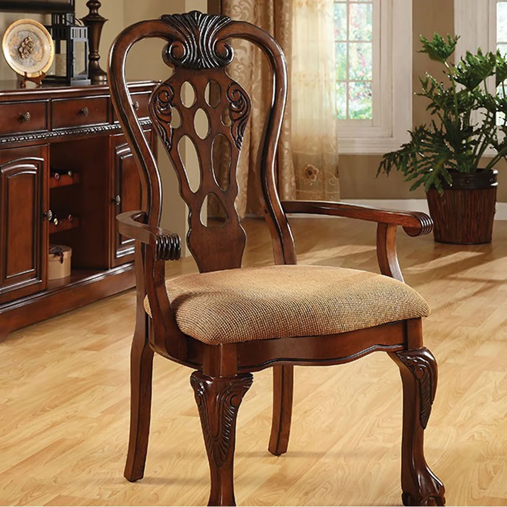 George Town Traditional George Town Arm Chair, Set of 2, Cherry Finish- Saltoro Sherpi