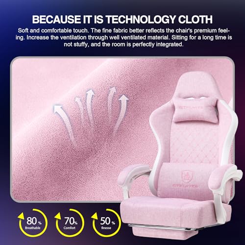 GTPLAYER Gaming Chair, Computer Office Chair with Pocket Spring Cushion, Linkage Armrests and Footrest