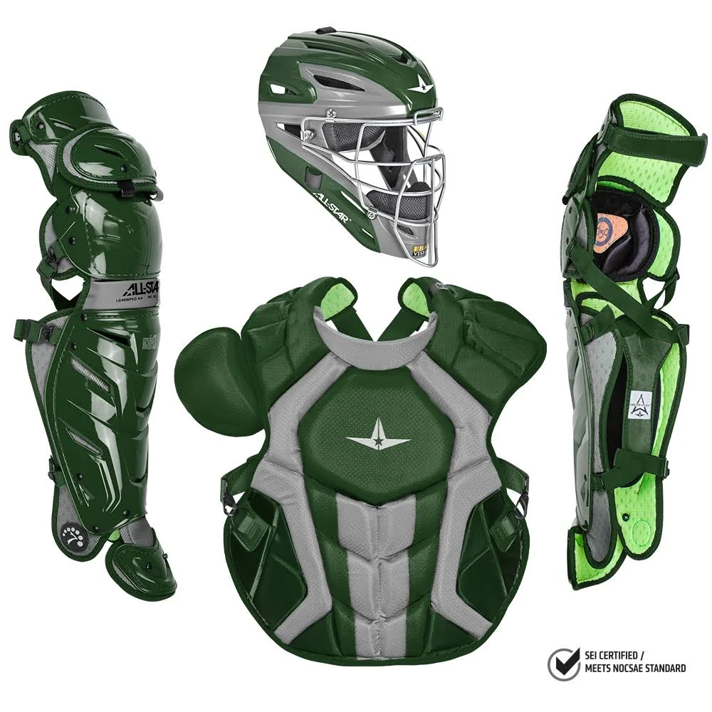 All-Star System7 Axis NOCSAE Adult Baseball Catcher&s Package - Purple