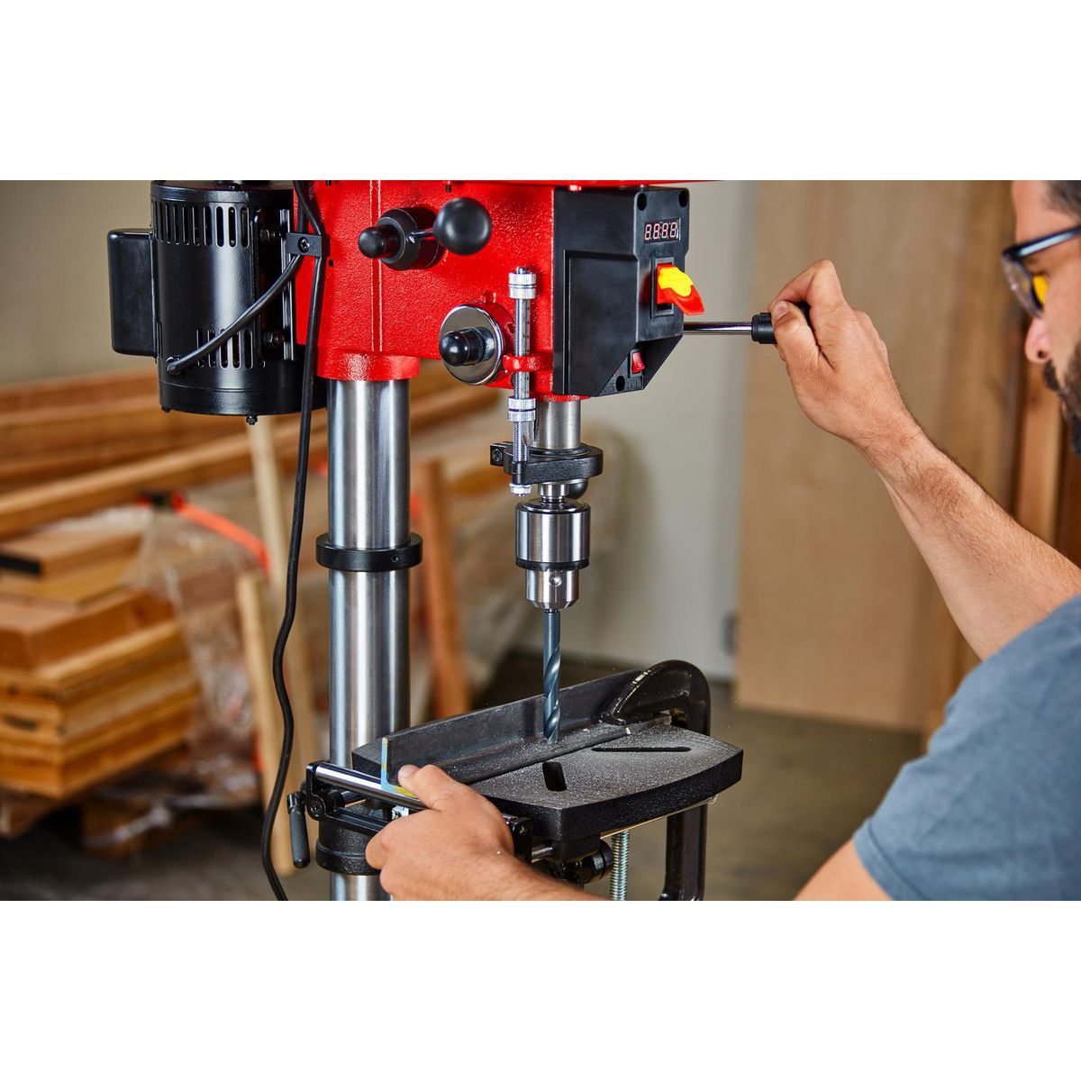 BAUER 12 in. Variable-Speed Drill Press with Laser Alignment