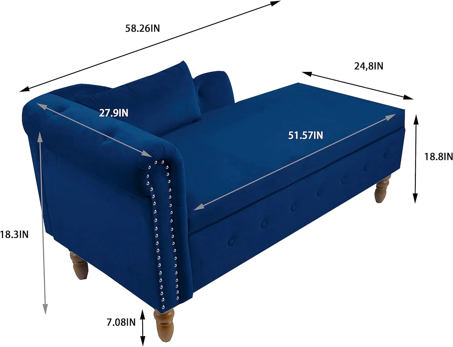 Chaise Lounge Indoor,Velvet Lounge Chair With Storage And Pillow