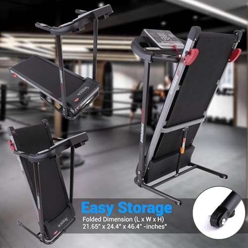 SereneLife Folding Treadmill - Foldable Home Fitness Equipment with LCD for Walking & Running - Cardio Exercise Machine