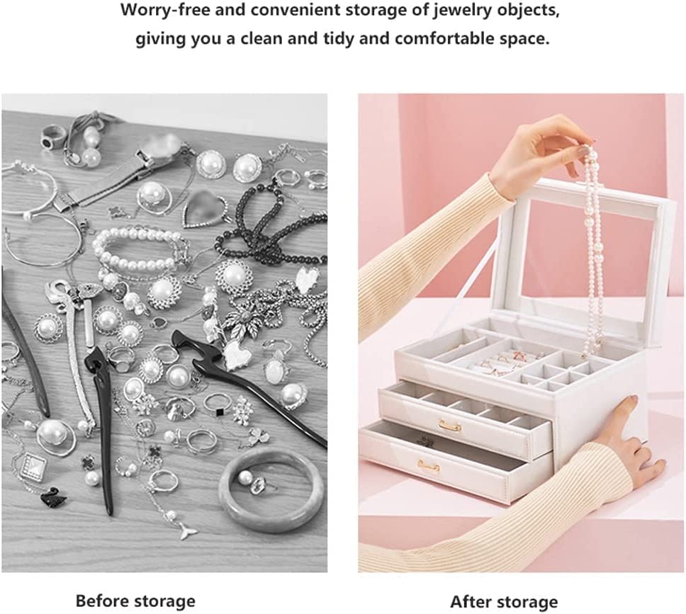 Jewelry Box Jewelry Boxes Jewelry Case PU Leather Jewelry Box Jewelry Storage Box Earring Ear Stud Ring Necklace Organizer Case Jewelry Box Organizer