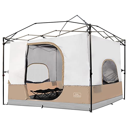 KAMPKEEPER Camping Inner Tent for Pop Up CanopyFully Vented Roof, Converts 10'x10' Straight Leg Canopy into Camping TentKhaki