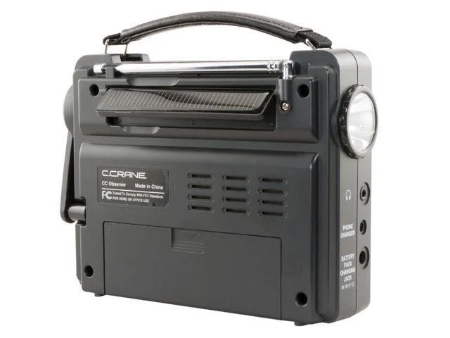 C Crane Solar Observer Emergency Portable Radio with Crank u0026 Flashlight
