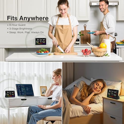 bonoch 16 in 1 Air Quality Monitor Indoor 7" Display 9 AQI+7 AQI Alerts Air Quality Tester for CO2, TVOC, PM2.5 PM1.0 PM10, HCHO