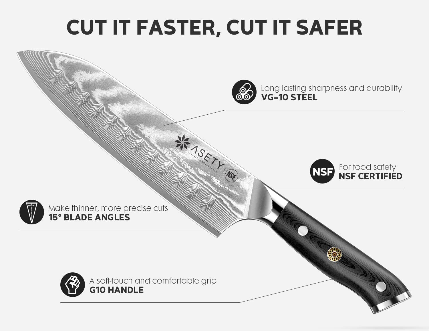 Damascus Knife Set 3 PCS, NSF Food-Safe Japanese Kitchen Knife Set with VG10 Steel Core