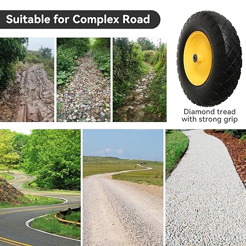 4.80/4.00-8" Tire and Wheel Assembly Set for Wheelbarrows, 5/8" or 3/4" Bore Wheelbarrow Tires for Utility Cart, Wheel Barrel, Wagon, Trailer, Dolly