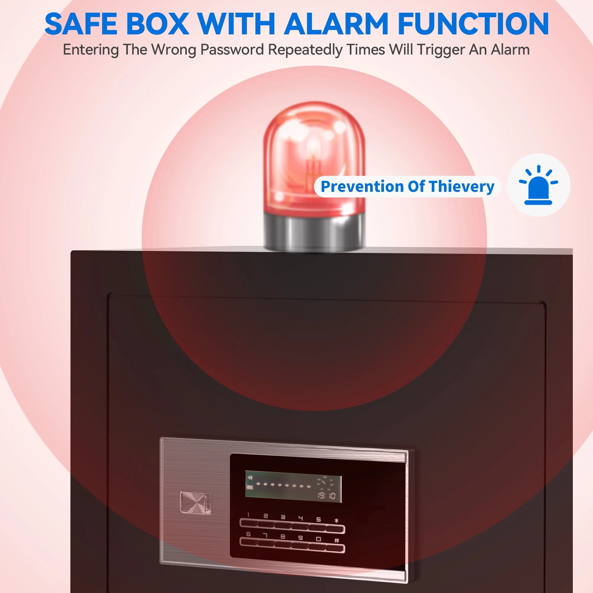 Dextrus Fireproof Safe Box 3 CU.FT,Security Safe Box with Digital Keypad, Fireproof Bag, Adjustable Shelves and LED Lighting for Storing Cash