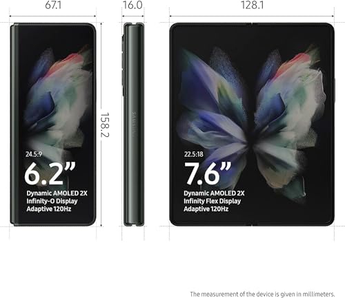 SAMSUNG Galaxy Z Fold 3 5G US Version, 256GB, Phantom Black - Unlocked (Renewed)