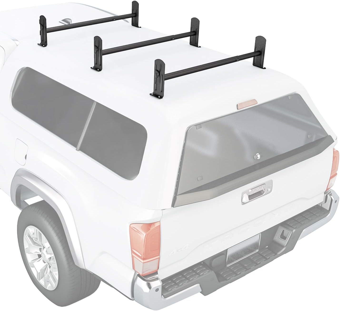 AA-Racks Model DX36 Universal Pickup Truck Cap & Topper 3 Bar Ladder Roof Van Rack System Adjustable Steel Cross Bars - Sandy Black