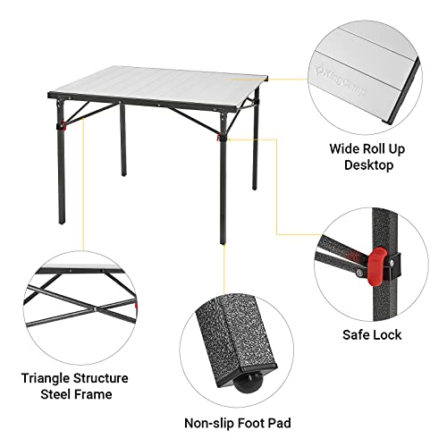KingCamp Camping Table Folding Portable Table Aluminum Roll Up Lightweight Foldable Large Camp Table for Indoor Outdoor Picnic Backyard, 53.5"X27.5"