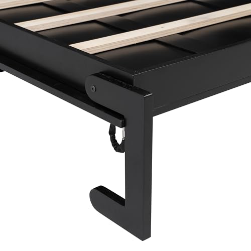 Ball & Cast Queen Size Murphy Bed,Murphy Bed Cabinet W/ 2 Five-Layer Cabinet,Hideaway Wall Bed W/LED Lights,Wood Hidden Bed Frame for Guest Room