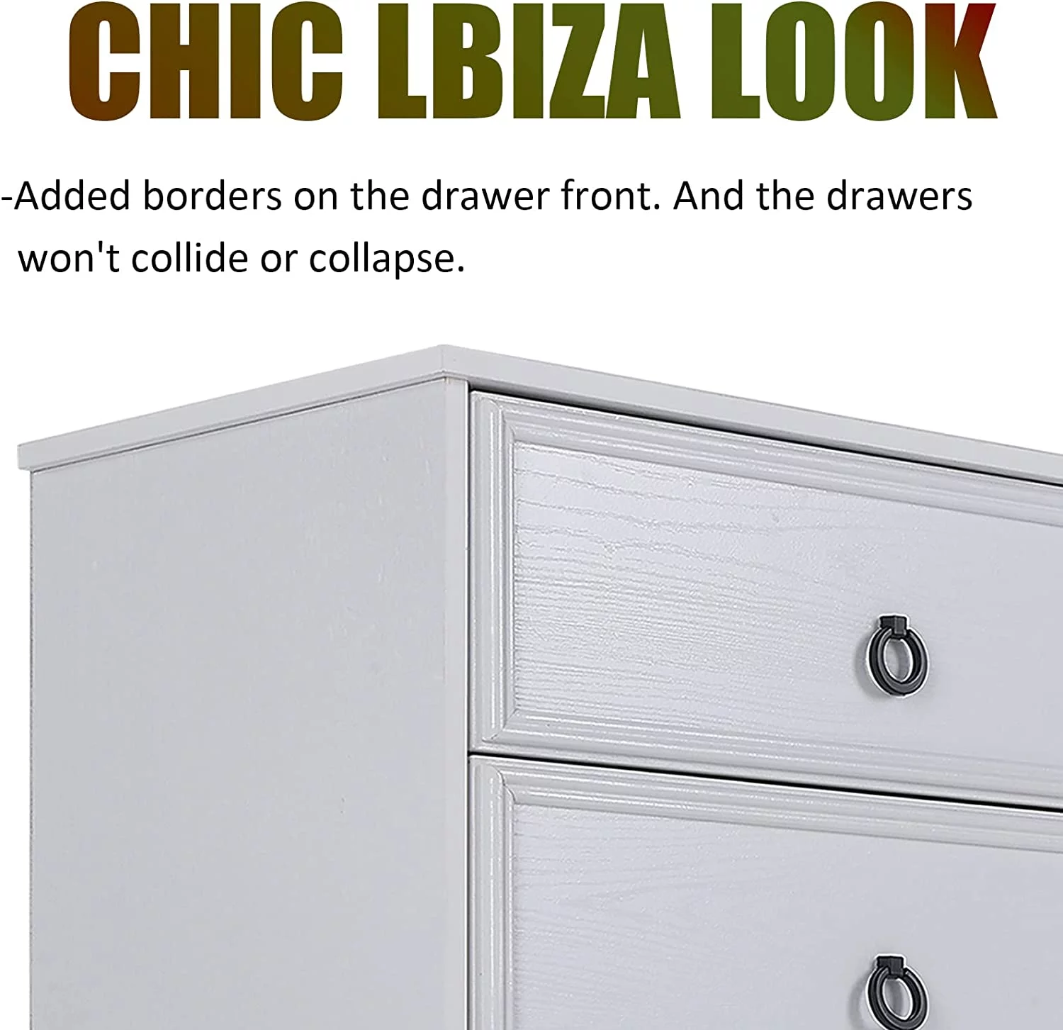 6 Drawer Dresser, White Wood Chest of Drawers Dressers for Bedroom, Living Room