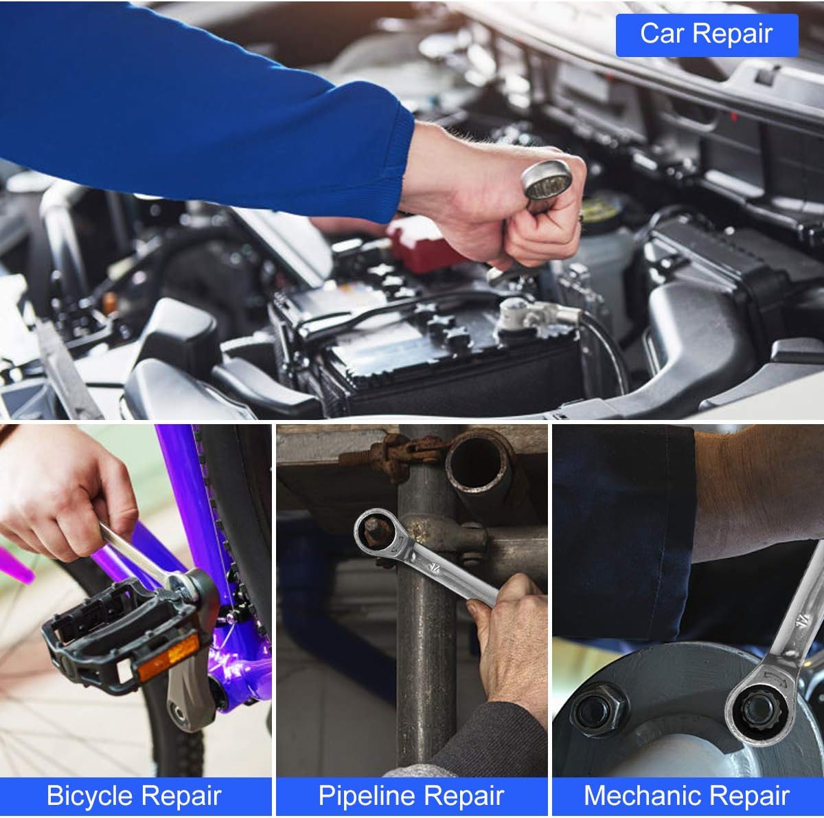 PROSTORMER 14-Piece Ratcheting Wrench Set, 6-19mm Metric Chrome Vanadium Steel Ratchet Wrenches
