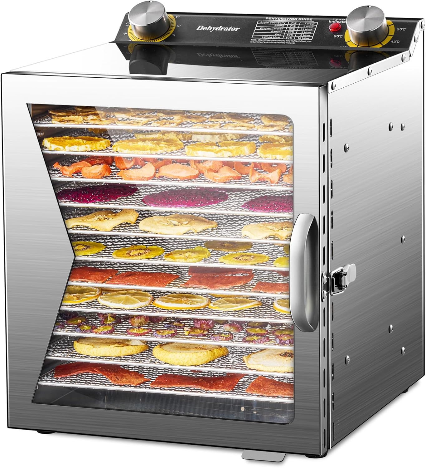 Food Dehydrator Machine 800W, 12 Stainless Steel Trays Dehydrated Dryer with 12H Timer & 86°F-194°F Temperature Control for Beef Jerky, Meat, Fruit