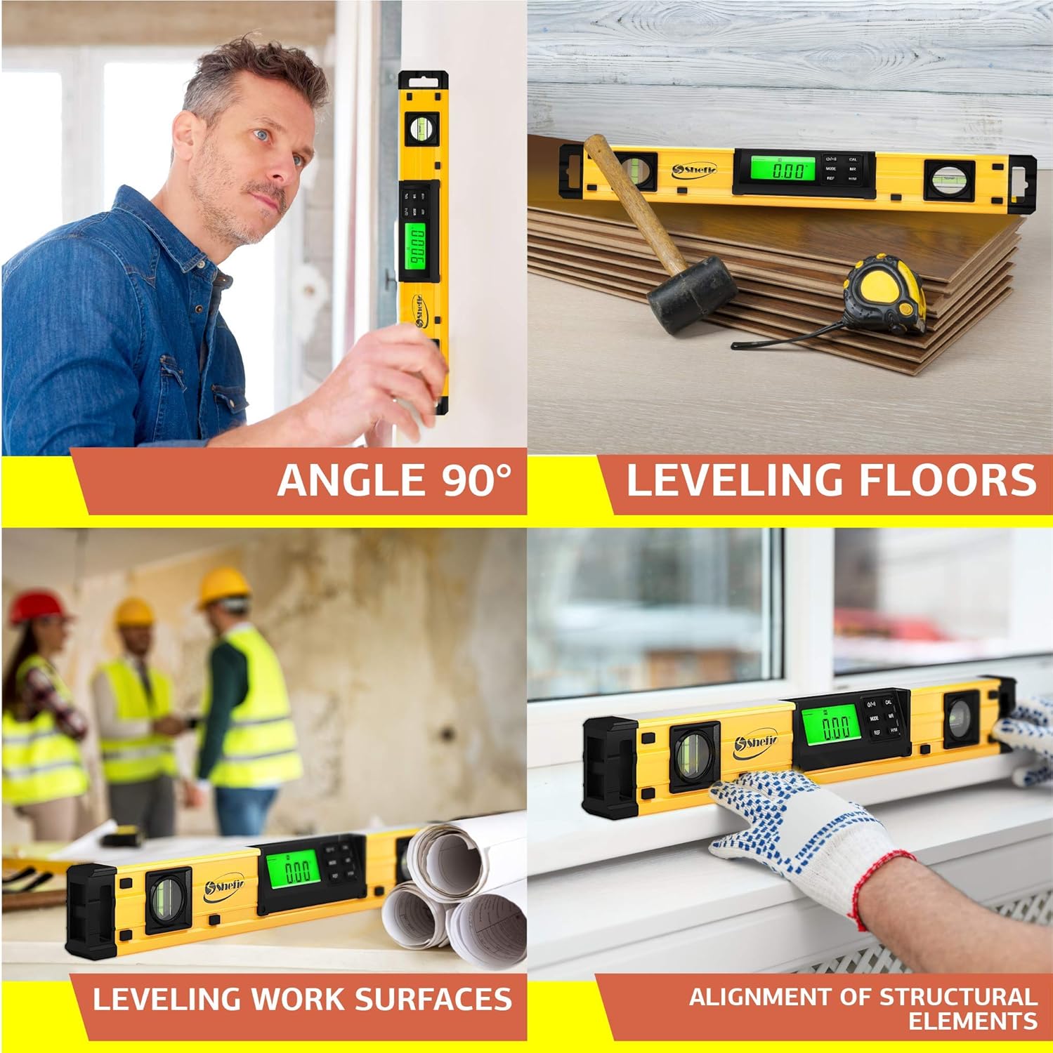 Digital Smart Level Tool - 18 Inch Magnetic Torpedo Level and Protractor - Master Precision - IP54 Dustproof and Waterproof