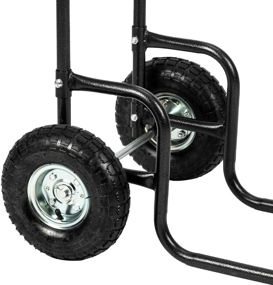 ROVSUN Firewood Cart with Large Wheels, Fireplace Log Rolling Caddy Hauler, Wood Mover Outdoor Indoor Storage Holder Rack, Heavy Duty