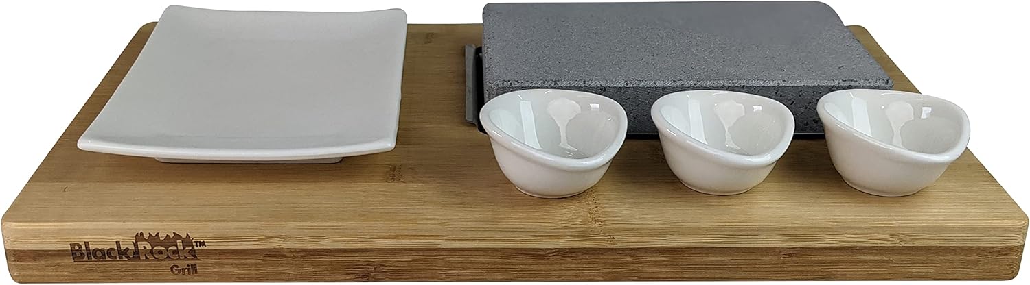 Black Rock Grill Steak On The Stone Set, Hot Rock Grill Table Top Lava Cooking Stone