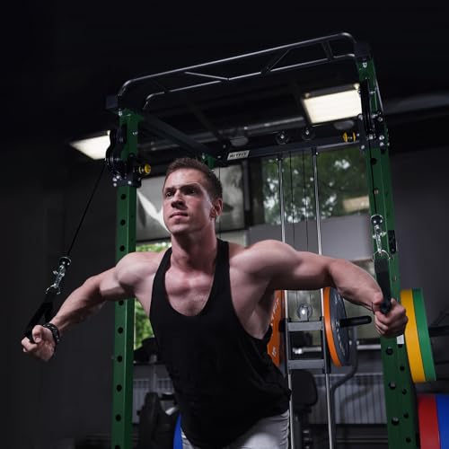 RitFit Multi-Function Squat Rack Power Cage PPC03 with Cable Crossover System, 1000LBS Capacity Power Rack and Packages with Optional Weight Bench