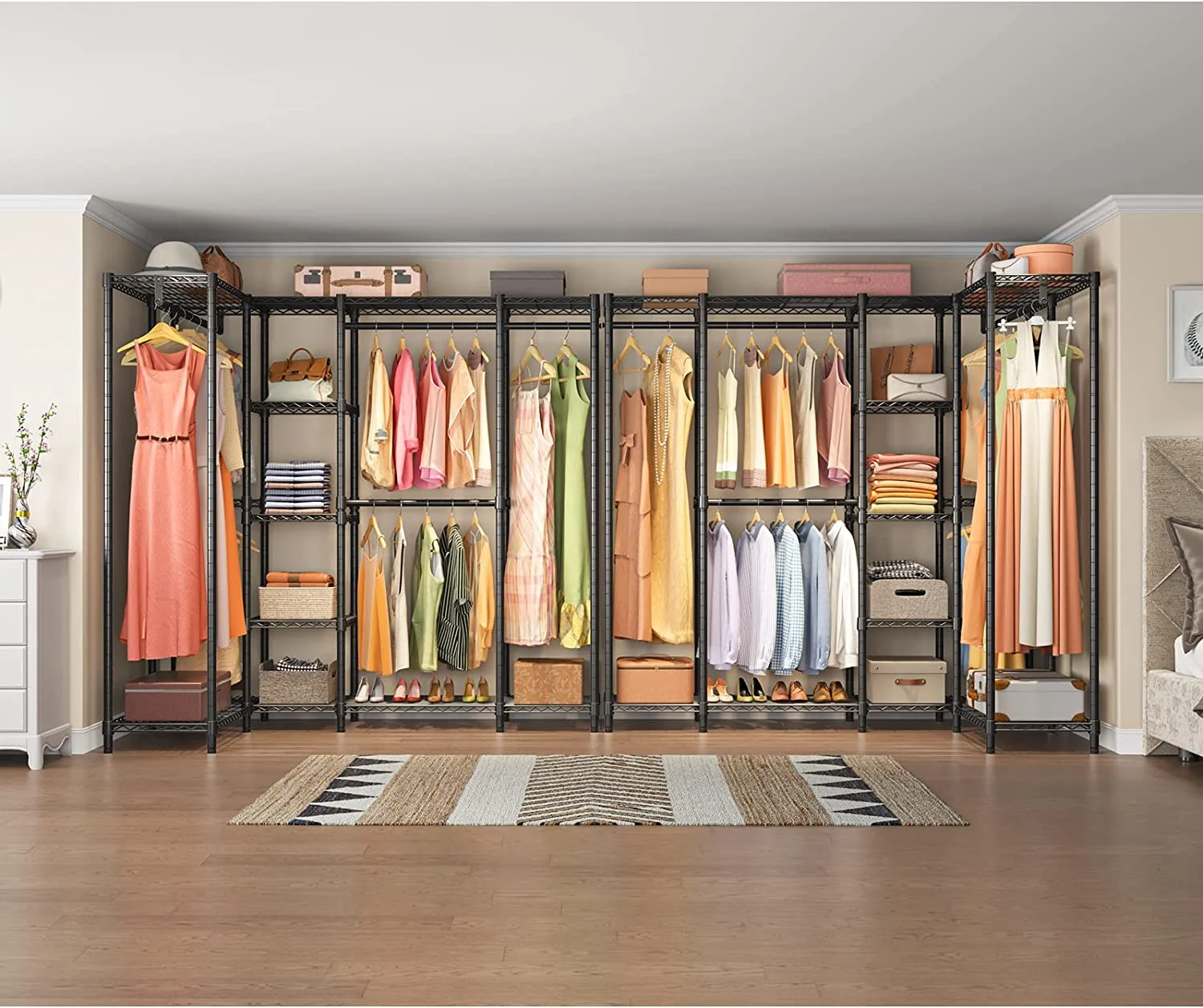 L50 Protable Closet Rack Large Corner Freestanding Wardrobe Closet