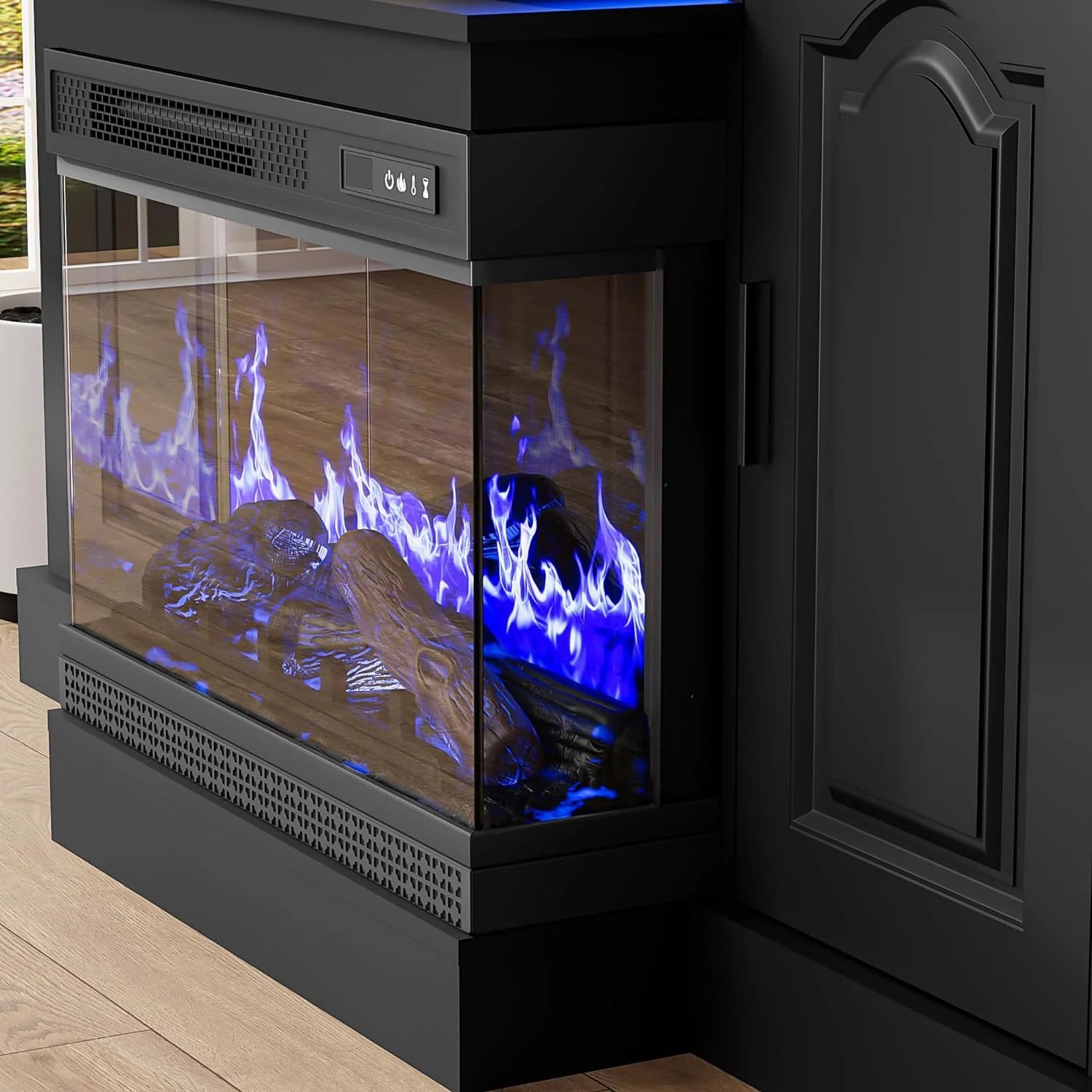 Cozy Castle Fireplace TV Stand for TVs up to 65", 3-Sided Glass Electric Fireplace, LED Entertainment Center