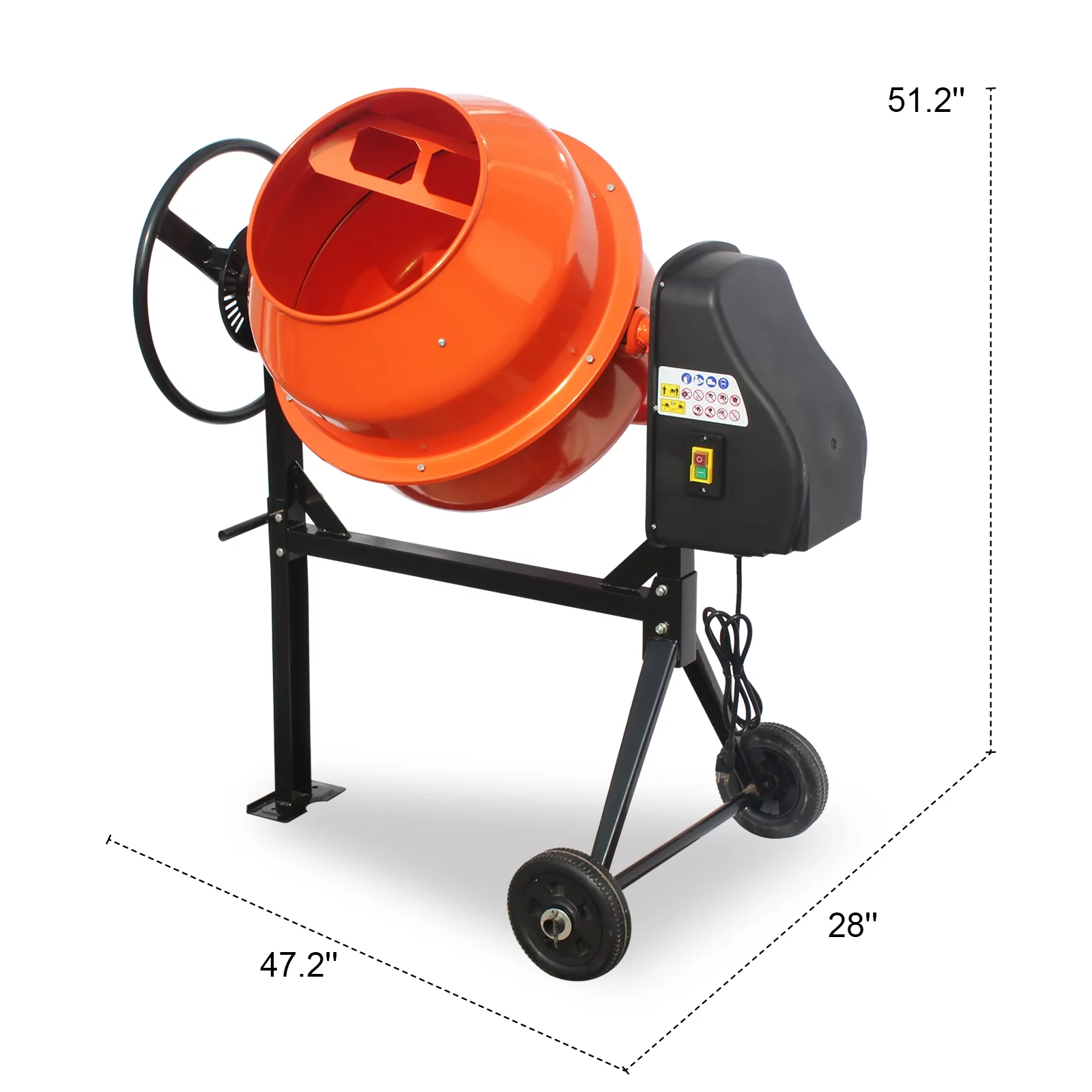 Oarlike 4/5HP Electric Concrete Cement Mixer 5 Cu Ft Mortar Mixing Stucco Seeds Portable Barrow Machine - Radiant Selections