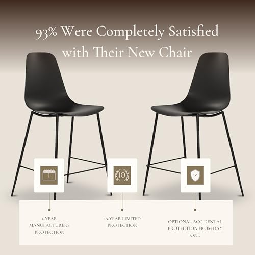 POLY & BARK Isla Modern Kitchen Chairs Set of 4 - Plastic Dining Chair with Metal Legs