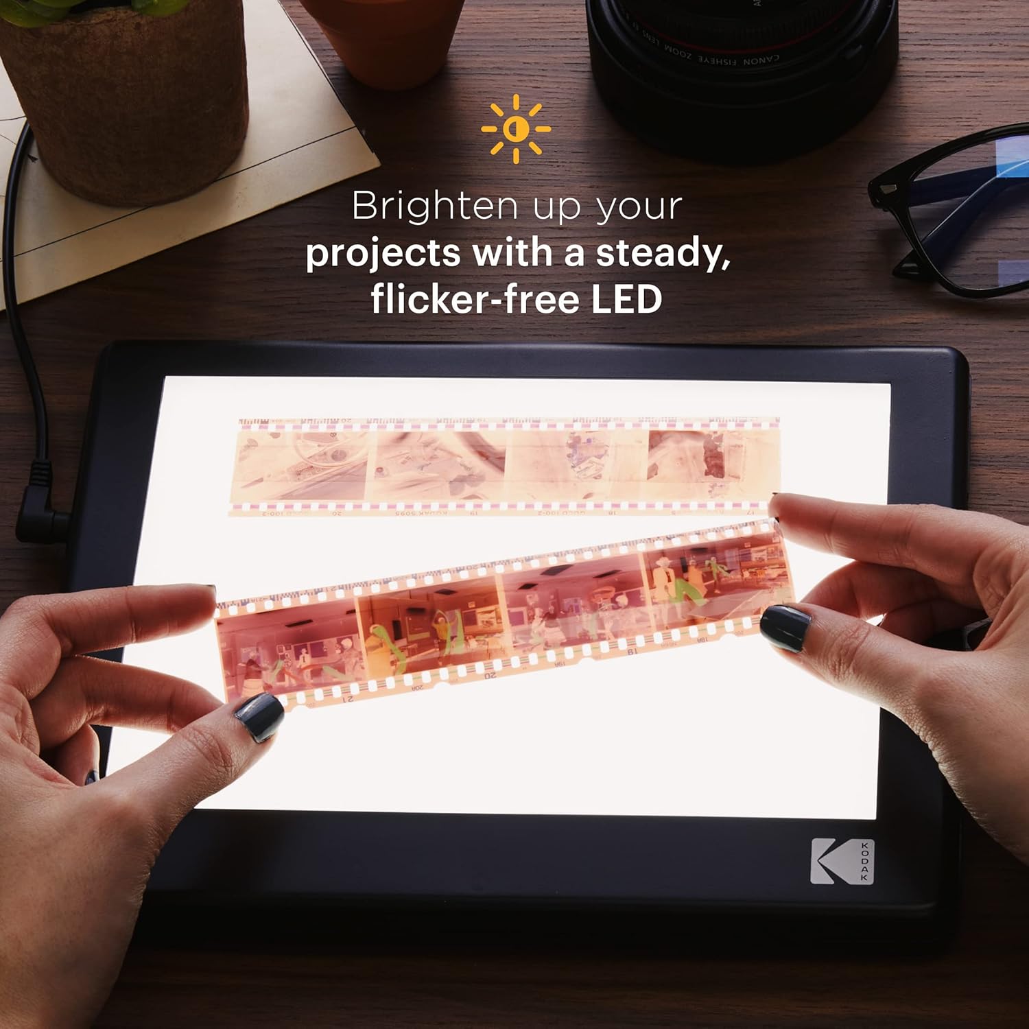 KODAK LED Light Box 8”x6” for Negatives, Slides & Films | Illuminated Board Panel & LED Light Pad for Viewing & Scanning Photos, Tattoo Drawing
