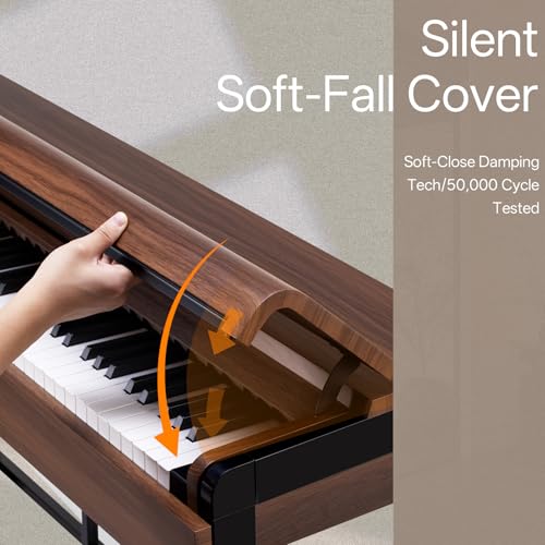 AKLOT Modern Weighted Keyboard Piano: 88-Key Graded Hammer Action Digital Piano, ​Silent Soft-Fall Cover, U-Stand, Triple Pedal, MIDI, Headphone