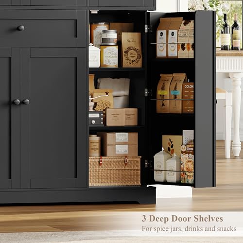 HOSTACK 68" Tall Kitchen Pantry Storage Cabinet, Modern Kitchen Hutch Cabinet with Doors and Shelves