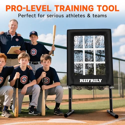 Heavy-Duty 9 Hole Baseball Pitching Net with Pitching Target Pockets, Regulation Size Strike Zone