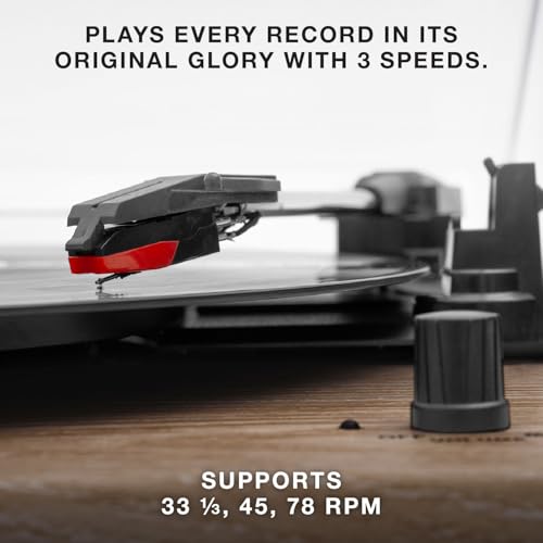 Victrola The Quincy 6-in-1 Bluetooth Record Player & Multimedia Center with Built-in Speakers &ndash; 3-Speed Turntable, CD & Cassette Player