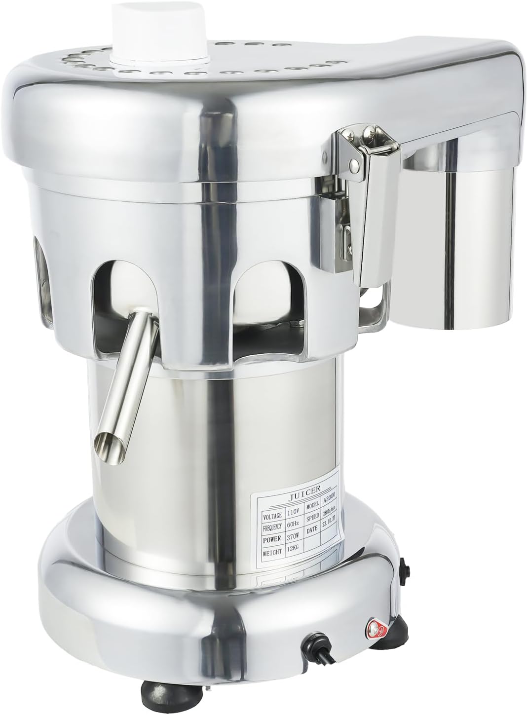 Commercial Juice Extractor 370W 110V Heavy Duty Electric Centrifugal Juicer Machine Fruit Vegetable Extractor Stainless Steel Orange Juicer Squeezer