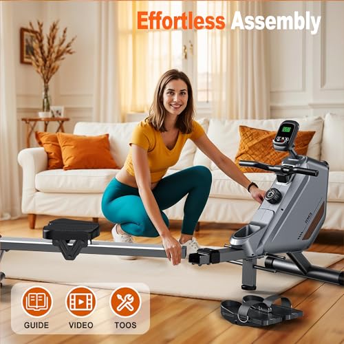 Rowing Machines for Home: 16 Levels Quiet Magnetic Rowing Machine - Bluetooth Rower App Compatible, 360lb Weight Capacity 2025NEW