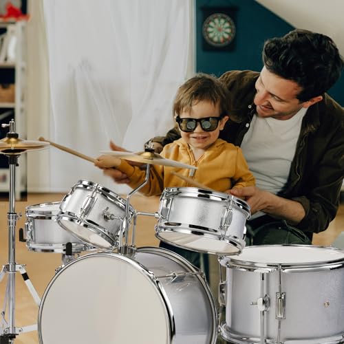 Ktaxon 5-Piece Complete Junior Drums Set, 14 Inch Beginners Drum Kit with Throne Stool, Pedal & Drumsticks, Kids Drums Musical Instruments W/Cymbal