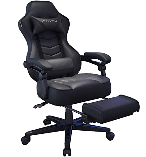 ELECWISH Computer Gaming Chair with Footrest, Ergonomic Gamer Chair for Adults, High Back Adjustable Swivel Desk Chair with Lumbar Support