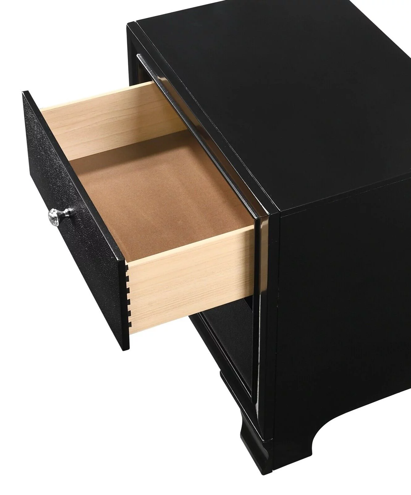 4pc Modern Glam Style Full Size Upholstery LED Bed Dresser Mirror Nightstand Set Wooden Bedroom Furniture Black