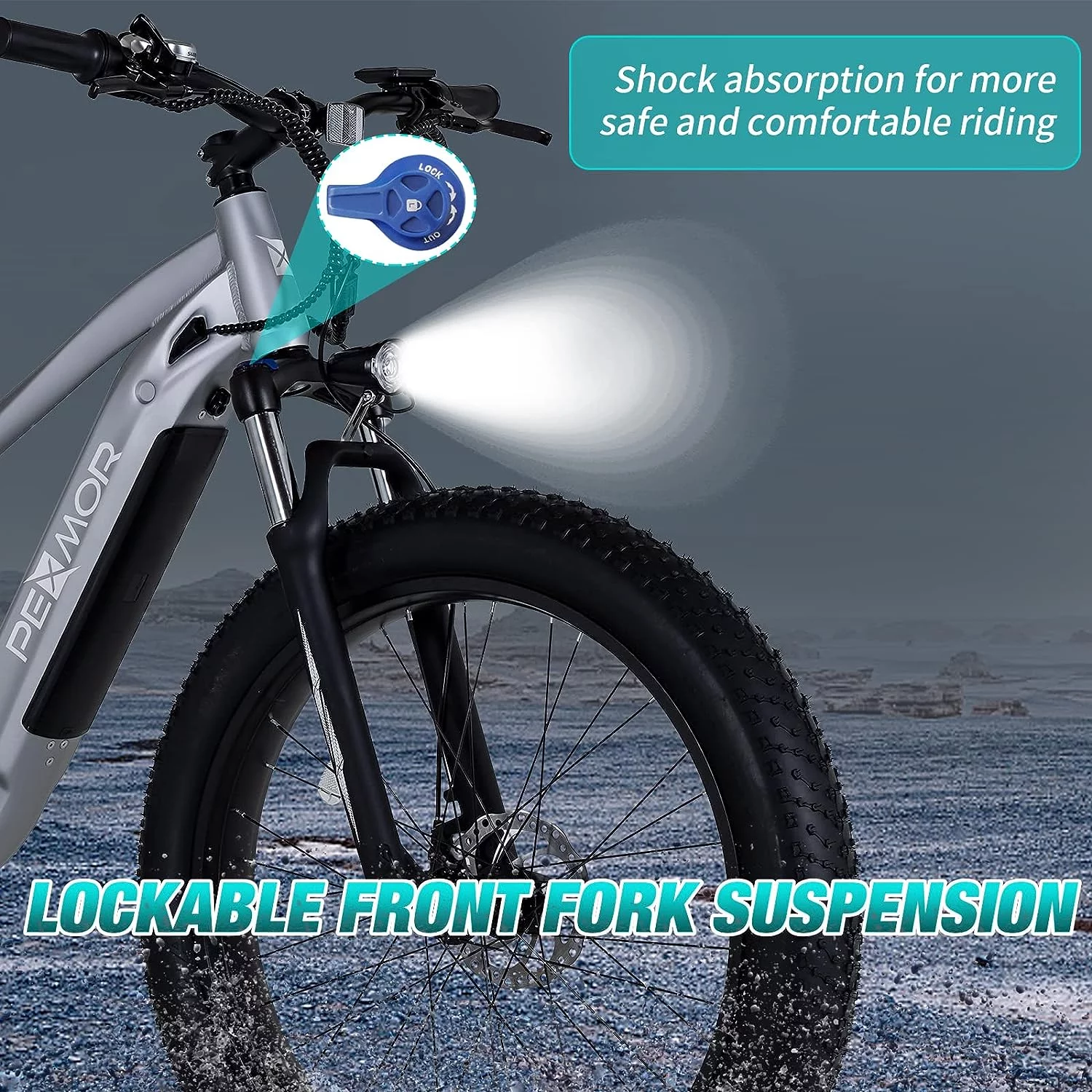 PEXMOR Electric Bike for Adults, 750W Ebike Electric Bicycle for Adults 48V 14AH Removable LG Battery, 26" Fat Tire Snow Beach Mountain E Bike