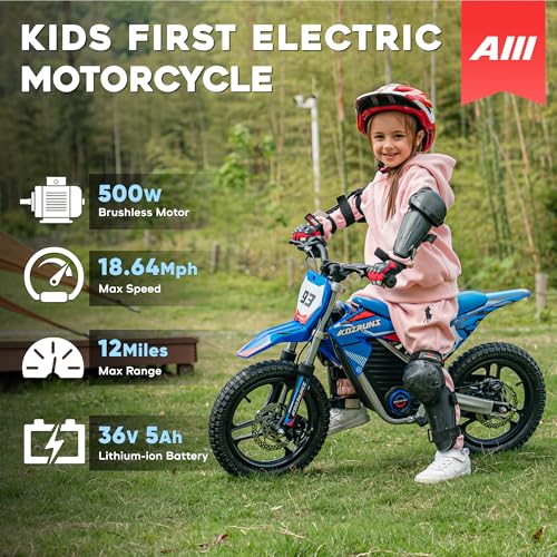 AIII Electric Dirt Bike for Kids 3-7, High Performance Racing Grade Motorcycle, Up to 8MPH, 2 Speed Settings, 12-Inch Off-Road Tires