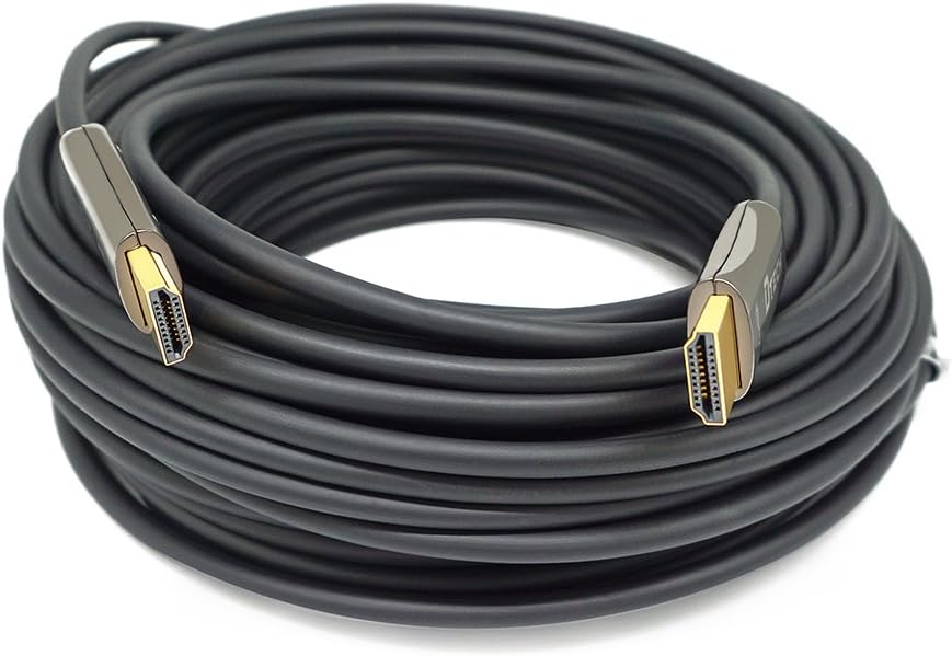 DTECH Ultra Slim 200 Feet Fiber Optic HDMI 2.0 Cable 4K at 60Hz and 18Gbps Pro Series for in-Wall Installation
