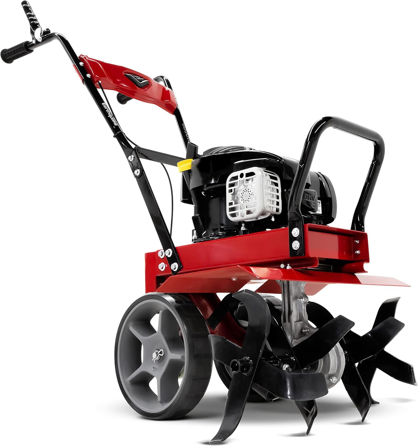 Earthquake Badger Front Tine Tiller, Powerful 140cc 4-Cycle Briggs and Stratton Engine, Two-Position Wheel Assembly, Adjustable Tilling Width