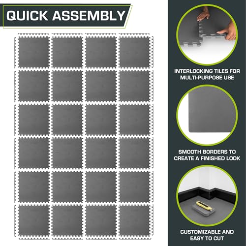 ProsourceFit Extra Thick Puzzle Exercise Mat , EVA Foam Interlocking Tiles for Protective, Cushioned Workout Flooring for Home and Gym Equipment