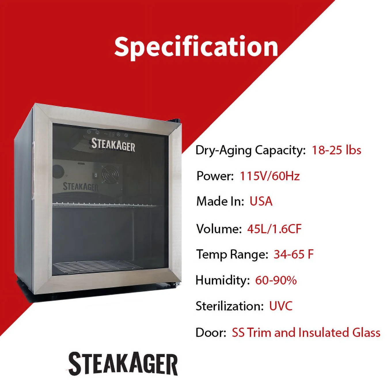 SteakAger PRO 20 Starter Pack - Home Beef Dry Aging Refrigerator, Enjoy Dry-Aged Steak Perfection at Home