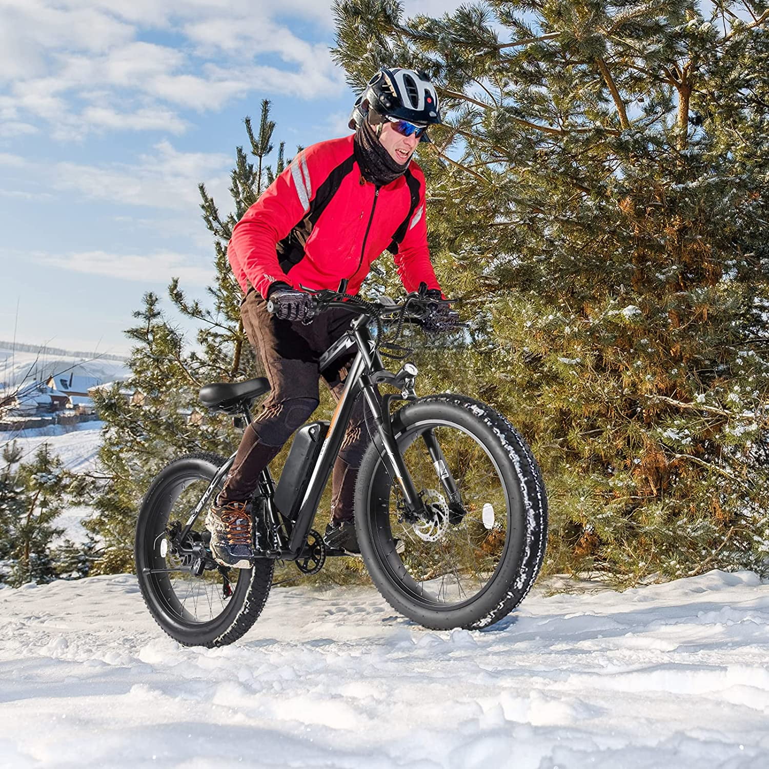 PEXMOR Electric Bike for Adult, 26" Fat Tire Adult Ebike Electric Bicycle 500W 48V 13AH Removable Battery