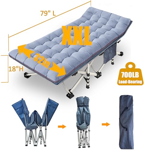 2 Pack Camping Cot with Mattress Comfortable Cot Bed Folding Cot Heavy Duty Cots for Sleeping with Carry Bag for Adults Kids Guest Bed Outdoor Indoor