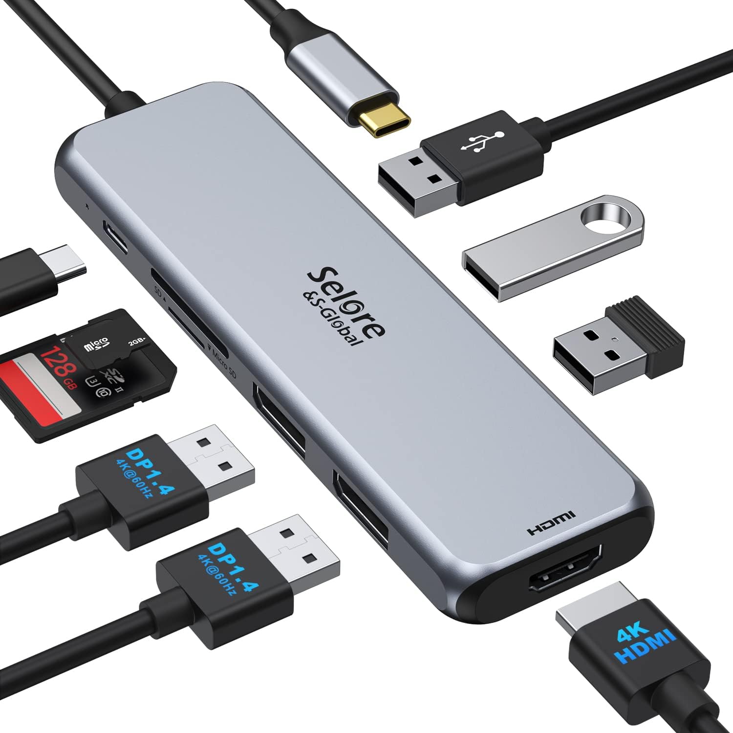 USB C Docking Station Dual Monitor,9 in 1 USB C Triple Display Docking Station to Dual Displayport HDMI Adapter SD TF Card Reader 3*USB 3.0