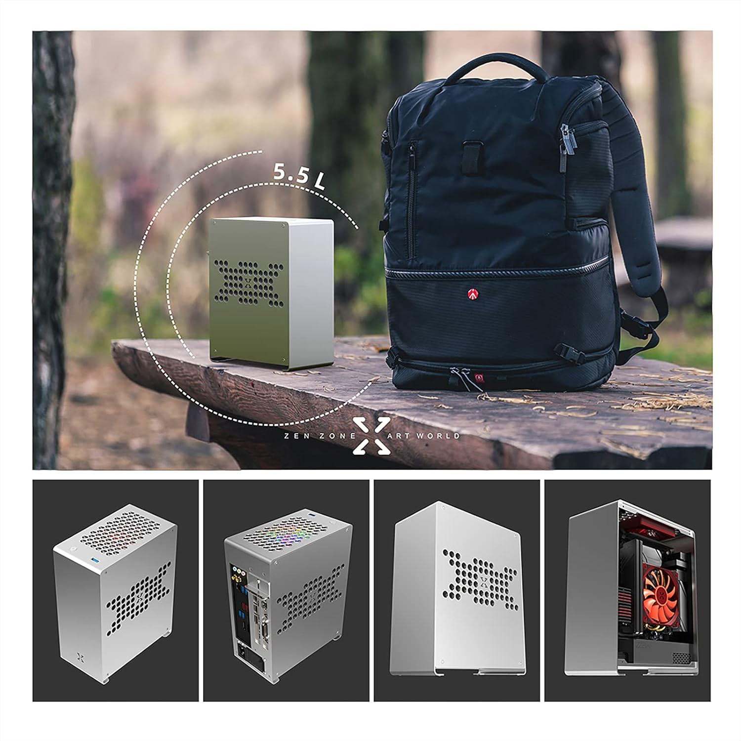 Mini-ITX Case Micro PC Case - Aluminum Portable Computer Case - Small Backpack PC Case for Gaming with PCI-E Riser Cable…