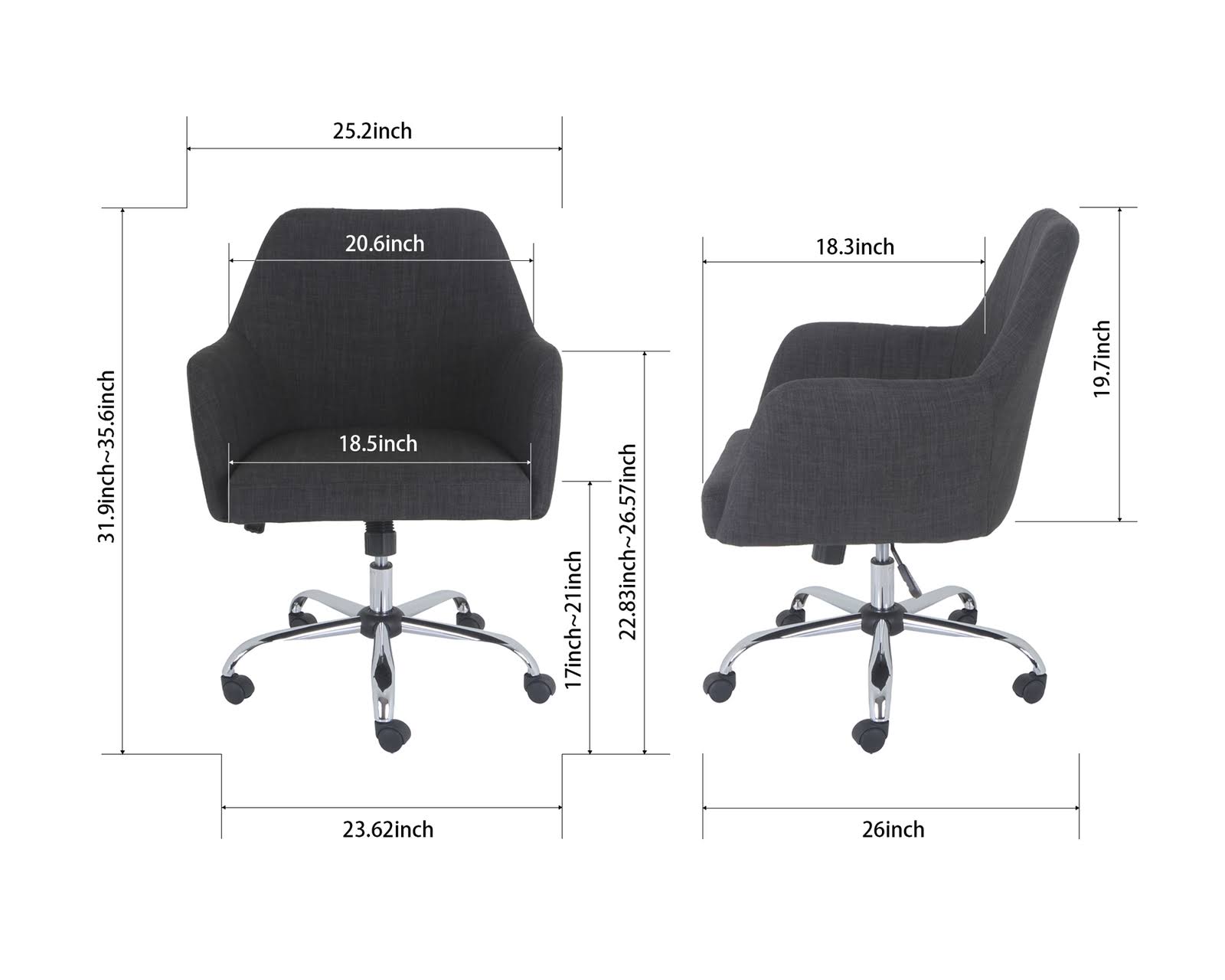 Nature Upholstered Task Chair Dark Gray