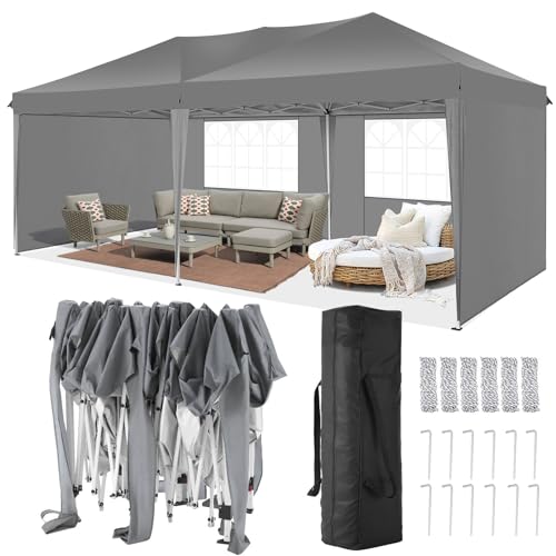 COBIZI Canopy 10x20 Pop Up Canopy Tent with 6 Sidewalls Party Tents for Parties Weddings Backyard Waterproof Canopy Outdoor Commercial Canopy Event